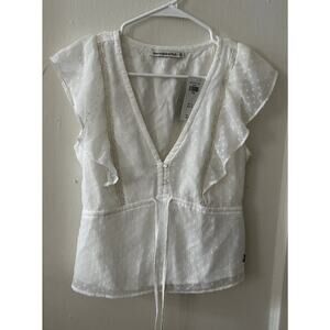 Abercrombie & Fitch White Ruffle Blouse